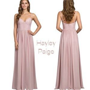 Hayley Paige Pink Ruched Maxi Dress NWOT Size 10